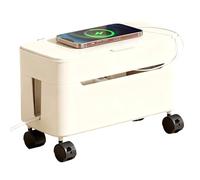 Gestion de câbles - Organisateur de câbles enroulable avec plateau latéral, conteneur de câble de bureau | Accessoire pour disposition de bureau mobile, solution pour ranger le stationnement, Blanc