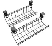 KD Essentials Gestion de câbles sans perçage sous Le Bureau - Support/Plateau de câbles, Montage sans vis pour Une Gestion Facile des câbles (2× Ensemble Taille M pour Le Montage sur Le Bureau, Noir)