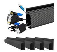 Gestion des câbles sous le bureau, chemins de câbles auto-adhésifs, chemins de câbles sans perçage, organiseur de câbles de bureau en J pour bureau, PC, câbles électriques, 40 cm, lot de 4