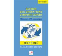 Gestion operations import export corrige Corrigé - MA éditions - Ma Editions - broché - Etude
