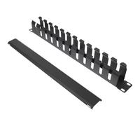 Gestionnaire de Câbles Métallique Noir 12 Emplacements pour Rack Réseau | Couvercle Amovible, Structure Basse 1u, Organisation et Maintien des Câbles