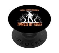 Gestionnaire de réseaux Sociaux par Day Zombie by Night Funny Halloween PopSockets PopGrip Adhésif