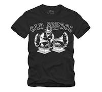 gestofft Disco DJ T-Shirt en Vinyle pour Homme avec Inscription « Alte Schule » - Noir - Large