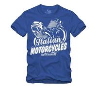 gestofft Italian Motorcycles Legend T-Shirt Moto Motor Guzzi Cafe Racer Scrambler V11 V7 V9 V6 Italy Bleu - Bleu - Medium