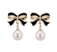 Gesundheitsstecker Ohrringe Kinder für Frauen, zartes Tropfen-Design, sanftes Modeaccessoire, ideal für ihren universellen Schmuck Ohrringe Blatt (Black, 2.6x1.9cm)
