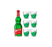 GET 27 Liqueur de menthe poivrée, 17,9% Vol., 70 offret 6 verres | Liqueur digestive à la menthe fraîche, à servir après le repas, à savourer pure, en cocktail ou à offrir en Cadeau, 70 cl