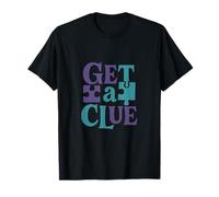 Get a Clue Puzzle Collage Purple Teal Drama Police T-Shirt
