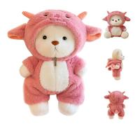 Get a hug ours en peluche, 30CM ours en peluche-Doudou habiller, Bobi bear, Ours en peluche mouton rose, Mobilité articulaire Amovibles Amovible et Lavable, Cadeaux enfants et pour la Saint-Valentin