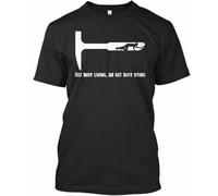 Get Busy Living Or Dying - Living Premium Tee Round Neck Unisex Tops Men's 100% Cotton Short-Sleeve T-Shirts L
