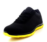 Get Fit Hommes Engrener Fonctionnement Baskets Athlétique en Marchant Gym Chaussures Sport Courir - Noir/Jaune - UK11/EU45 - BS0113