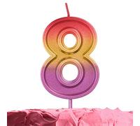 GET FRESH Bougie d'anniversaire en forme de chiffre 8 - Bougie arc-en-ciel en forme de chiffre huit sur bâton - Bougies élégantes en forme de chiffre arc-en-ciel pour anniversaire de mariage - Bougie