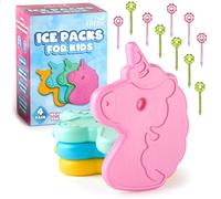 GET FRESH Lot de 4 mini glaces pour boîtes à déjeuner - Petits blocs de congélation licorne pour sacs isothermes - Mini glaces colorés avec 10 piques