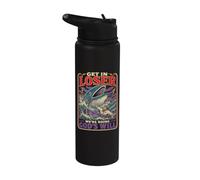 Get In Loser Doing God's Will Junah Whale Funny Christian Stainless Steel Insulated Water Bottle