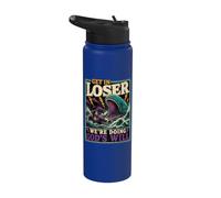 Get In Loser Doing God's Will Junah Whale Funny Christian Stainless Steel Insulated Water Bottle