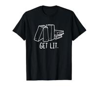 Get Lit Books Funny Meme Reading Book Lover Auteur Writer T-Shirt Graphique avec Valeur, Homme, Noir, S