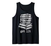 Get Lit Sarcastic Book Phrase Retro Typographie Livres Amoureux Débardeur