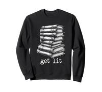 Get Lit Sarcastic Book Phrase Retro Typographie Livres Amoureux Sweatshirt