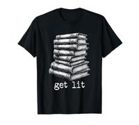 Get Lit Sarcastic Book Phrase Retro Typographie Livres Amoureux T-Shirt