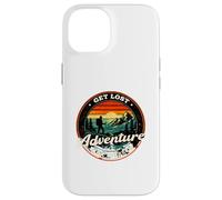 Get Lost Adventure Find Yourself Design de randonnée rétro au Coucher du Soleil Coque pour iPhone 14