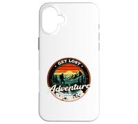 Get Lost Adventure Find Yourself Design de randonnée rétro au Coucher du Soleil Coque pour iPhone 16 Plus