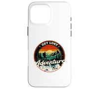 Get Lost Adventure Find Yourself Design de randonnée rétro au Coucher du Soleil Coque pour iPhone 16 Pro Max