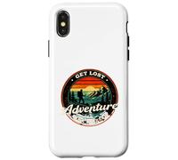 Get Lost Adventure Find Yourself Design de randonnée rétro au Coucher du Soleil Coque pour iPhone X/XS