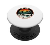 Get Lost Adventure Find Yourself Design de randonnée rétro au Coucher du Soleil PopSockets PopGrip Adhésif