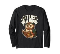 Get Lost in A Book Hibou Citation Library Lover Humour Bookworm Manche Longue