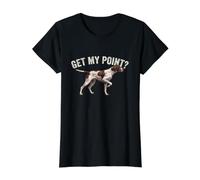 Get My Point - Chien de Chasse avec pointeur Anglais T-Shirt Graphique avec Valeur, Femme, Noir, M