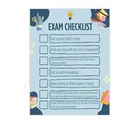 Get Organized for Exams Checklist Poster Study Planner Canvas Wall Art for Home Office and Student Room(Unframed,08x12inch(20x30cm))