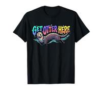 Get Otter Here Funny Sea Otter Pun 90s Retro Marine Biology T-Shirt