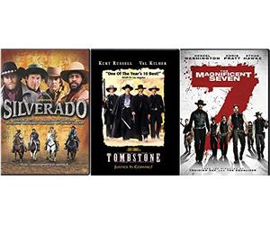 Get ready For Some Wild Rides Triple Feature Wyatt Earp in Tombstone + 2016 Magnificent Seven & Silverado DVD Western