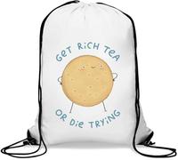 Get Rich Tea Or Die Trying Sac de gym décontracté avec cordon de serrage Blanc