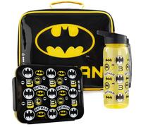 Get Trend Batman Sac Isotherme Repas Enfant Set, 3 Pièces Lunch Bag Isotherme 5L, Bento Boite Repas 2L et BPA Gourde avec Paille 640 ml, pour École ou Pique Nique, Cadeau Enfant (Noir/Jaune Batman)