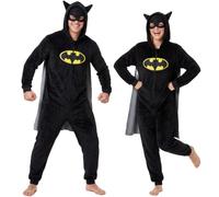 Get Trend Batman | Thor Pyjama Combinaison Homme à Capuche et Cape Attachée | 3D Grenouillère Polaire Adulte avec Fermeture Eclair et Poches, Pour Halloween ou Cosplay, Cosy Idee Cadeau Adulte