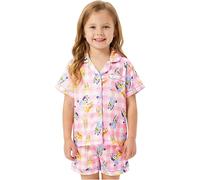 Get Trend Bluey Ensembles de Pyjama Fille Été, 2 Pièces Chemise à Manches Courte et Pyjama Short avec Ceinture Elastique, Vêtement de Nuit, Cadeau Fille (4-5 Ans, Multi Bluey)