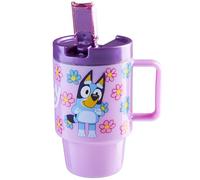 Get Trend Bluey Gourde Enfant 500ml avec Paille et Anse, Gobelet Enfant Étanche Sans BPA, Bouteille Plastique Réutilisable pour École et Voyages (Violet Bleuy)