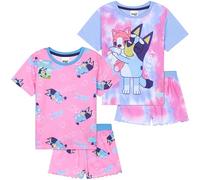 Get Trend Bluey Lot de 2 Ensembles de Pyjama Fille Pyjamas Short Ete Nuages Tie Dye Vêtement de Nuit Tout-Petit Enfant Cadeau Fille (7-8 Ans, Multi Bluey, 2)