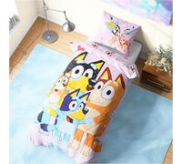 Get Trend Bluey Parure de Lit 1 Personne Enfant 135x200cm, Housse de Couette Réversible Taie d'oreiller, Accessoires Chambre, Cadeau Original (Multi Bluey, Couette)