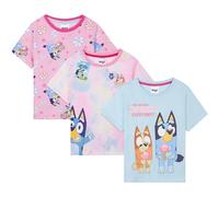 Get Trend Bluey T-Shirt Fille et Tout Petits 2 à 8 Ans, Lot de 3 Ras du Cou et Manches Courtes Hauts d'été Enfant, Respirants Comfy, Cadeau Fille (2-3 Ans, Multi Bluey)