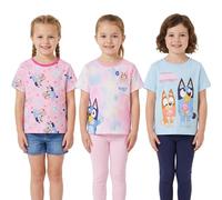 Get Trend Bluey T-Shirt Fille et Tout Petits 2 à 8 Ans, Lot de 3 Ras du Cou et Manches Courtes Hauts d'été Enfant, Respirants Comfy, Cadeau Fille (3-4 Ans, Multi Bluey)