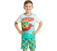 Get Trend Bob l'éponge Ensemble Pyjama Enfant Garcon 4 à 12 Ans, 2 Pièces Été T-Shirt Manches Courte et Pyjama Short, Vêtement de Nuit, Cadeau Garcon (4-5 Ans, Vert Spongebob)