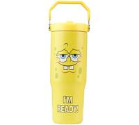 Get Trend Bob L'éponge Gobelet Isotherme avec Paille et Poignée 850ml, Mug Isotherme Cafe 12H Froid et 5H Chaud, Anti Fuite Sans BPA Gourde Sport, Maison ou Travel, Cadeau Ado Adulte (Jaune SpongeBob)