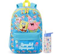 Get Trend Bob L'éponge Sac a Dos Enfant Garcon avec Gourde 500 ML, Fermeture Eclair Cartable Enfant et Gourde sans BPA Cadeau Garcon (Multi Spongebob)