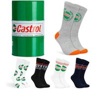Get Trend Castrol Chaussettes Homme, Lot 5 Paires Chaussettes Fantaisie Confortables en Boîte Métal Collection, Cadeau Original