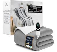 Get Trend Couverture Chauffante Électrique 130x160 cm, Polaire Plaid Sherpa, 9 Niveaux avec 12 Heures Arrêt Automatique, Lavable en Machine, Idee Cadeau (Gris Clair, Plaid UK)