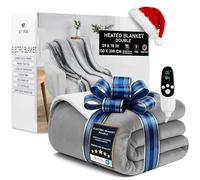 Get Trend Couverture Chauffante Électrique 150x200 cm, Polaire Plaid Sherpa, 9 Niveaux avec 12 Heures Arrêt Automatique, Lavable en Machine, Idee Cadeau (Gris Clair, Double EU)