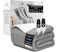 Get Trend Couverture Chauffante Électrique 230 x 265 cm, Polaire Plaid Sherpa, 9 Niveaux avec 12 Heures Arrêt Automatique, Lavable en Machine, Idee Cadeau (Gris Clair, King EU)