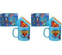 Get Trend DC Comics Superman Mug et Chaussettes Coffret Homme et Femme Taille 40-45, Tasse Café ou Thé 315 ml, Chaussettes Douces, Idée Cadeau Homme (Bleu/Rouge Superman) (Lot de 2)