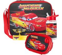 Get Trend Disney Cars Sac Isotherme Repas Boîte à Goûter Gourde Enfant 400ml Set de Déjeuner 3 Pièces Enfant Voyage Pique Nique (Noir Cars)